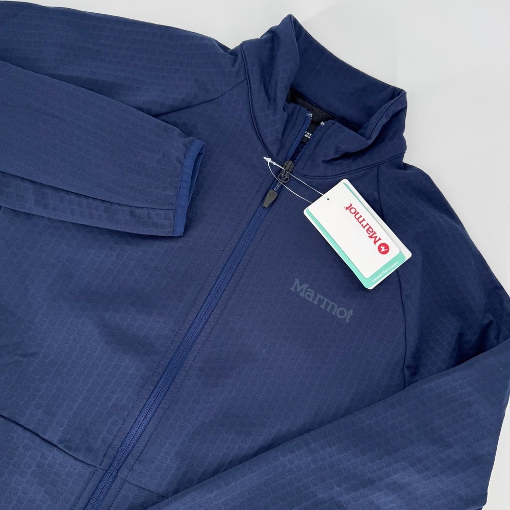 Marmot‎ Mens Leconte Fleece Jacket Arctic Navy Blue Grid Full Zip 12770-2975 S